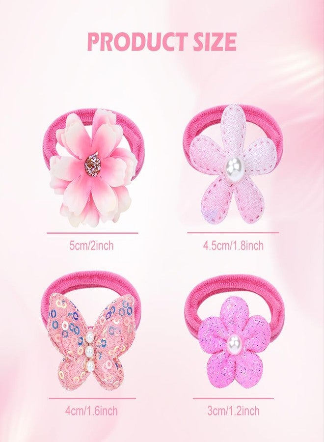 Dizila 40 Pieces/20 Pairs Cute Butterfly Daisy Flower Hair Ties Stretchy Pigtail Ponytail Holders Elastics Hair Scrunchies Hair Bands Accessories for Baby Girls Toddlers Kids - Image 2